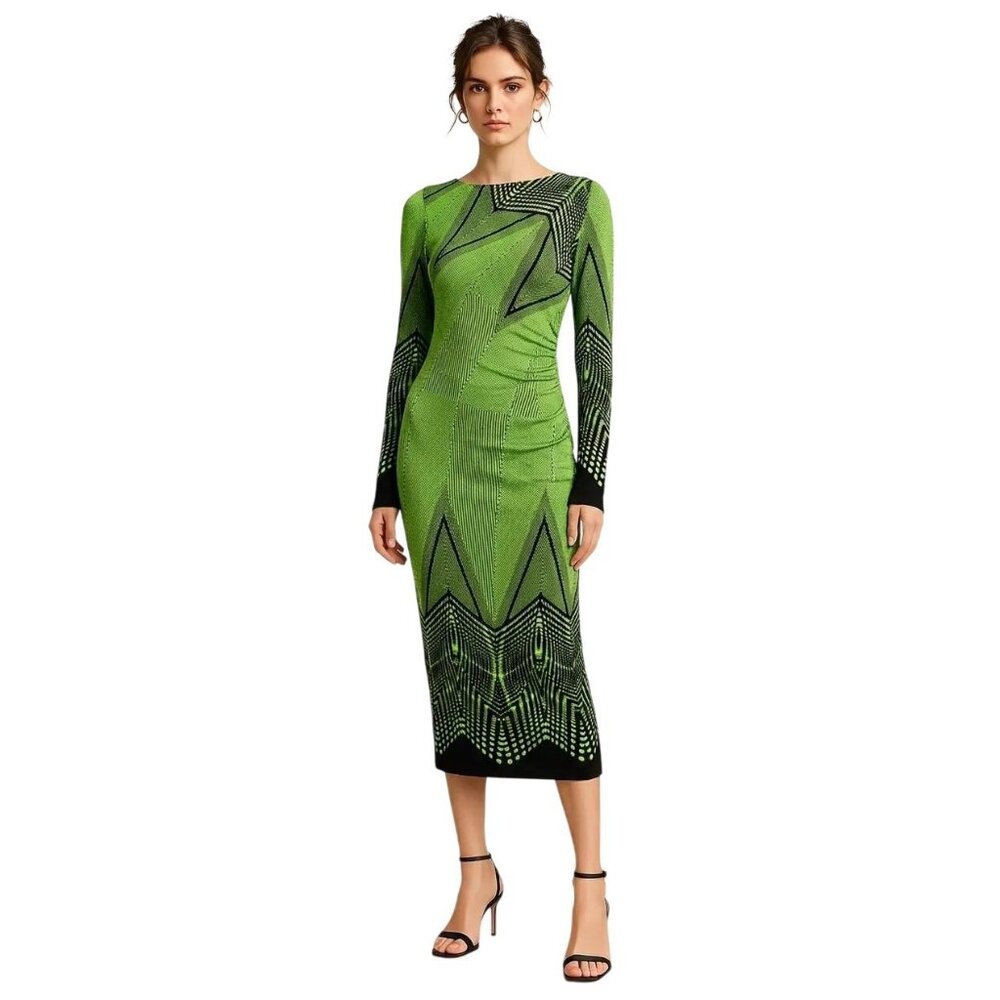 Nyla & Noelle Women's Neon Night Style Long Sleeve Bodycon Maxi Dress Small NWT - Picture 2 of 16